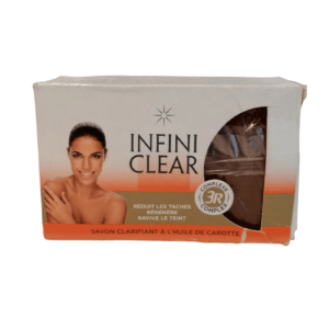 Savon clarifiant de la marque Infini Clear, permet de raviver le teint des femmes noires