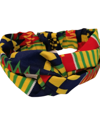 Bandeau africain en tissu wax bleu et jaune