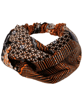 Bandeau africain en tissu wax orange et noir