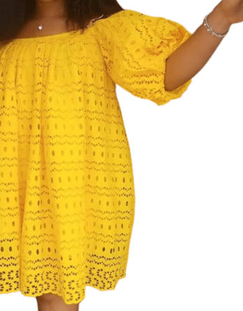 Robe africaine traditionnelle jaune en tissu wax