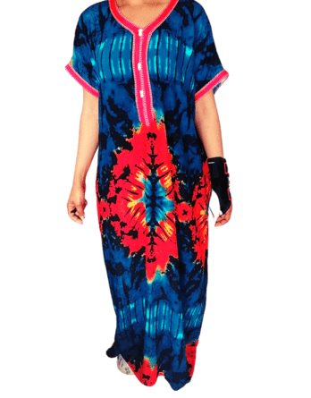 Robe africaine bleue en tissu wax